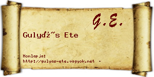 Gulyás Ete névjegykártya